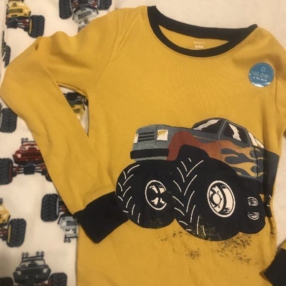 NWT 12 kids glow dark monster truck pajamas - Picture 5 of 7